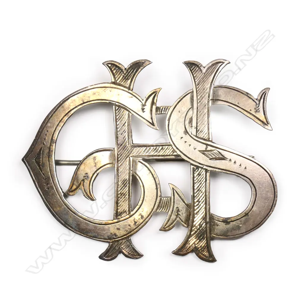 William Paterson (Dunedin) silver initials brooch, Image 1++
